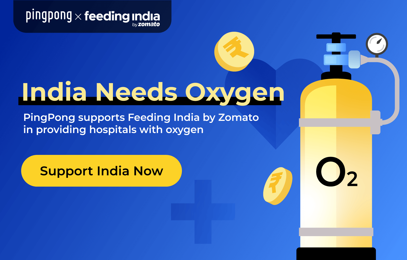 PingPong supports mission with Zomato Feeding India "India Needs Oxygen"